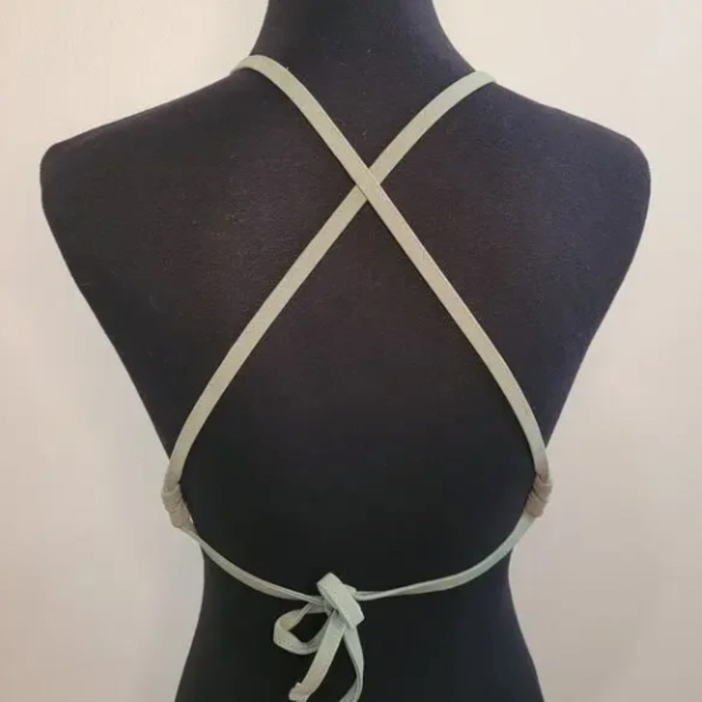Aerie High Neck Crop Bikini Top – Olive Green, Crisscross Open Back, Women’s XL - Picture 3 of 10